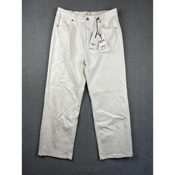 OAT New York Jeans Womens 12 White High Rise Baby Wide Ankle Cropped Denim Pants - Picture 1 of 11